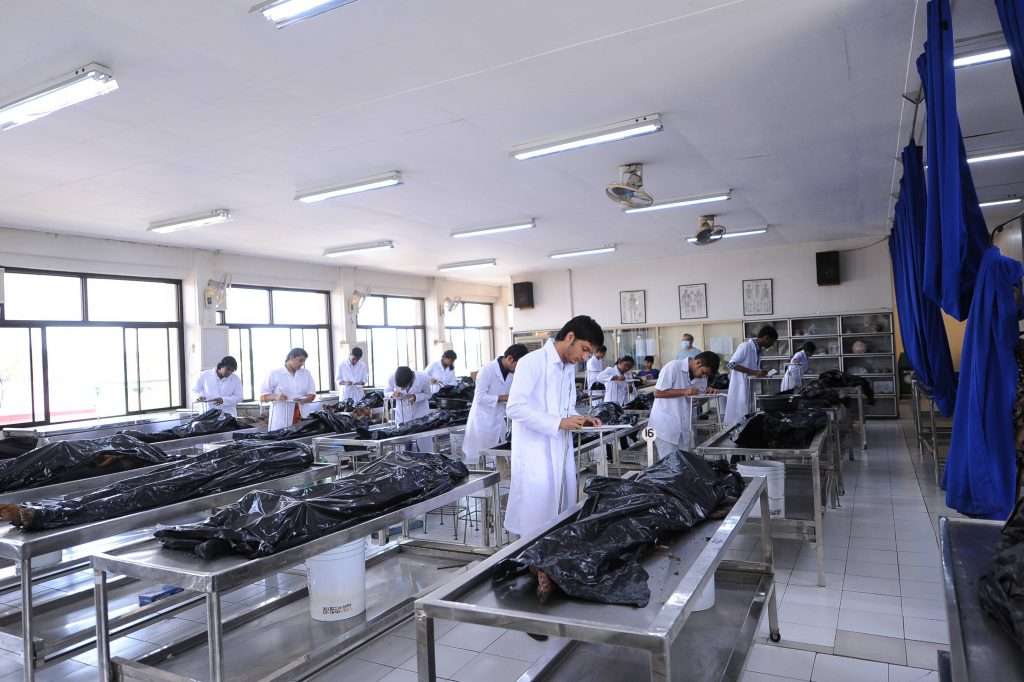 Indian students in anatomy lab of uv gullas college of medicine